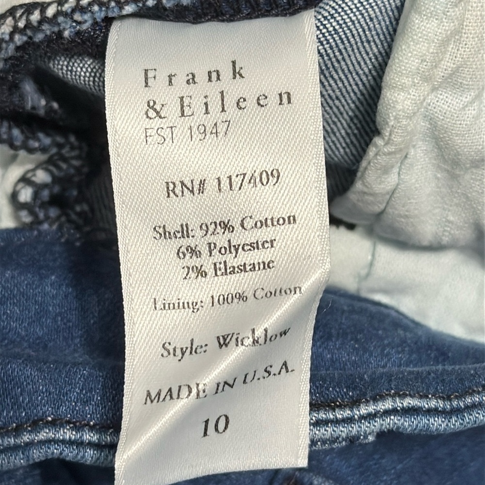 Frank & Eileen Wicklow Women’s Sz 10 Italian Performance Denim Cropped Preppy - Picture 5 of 5